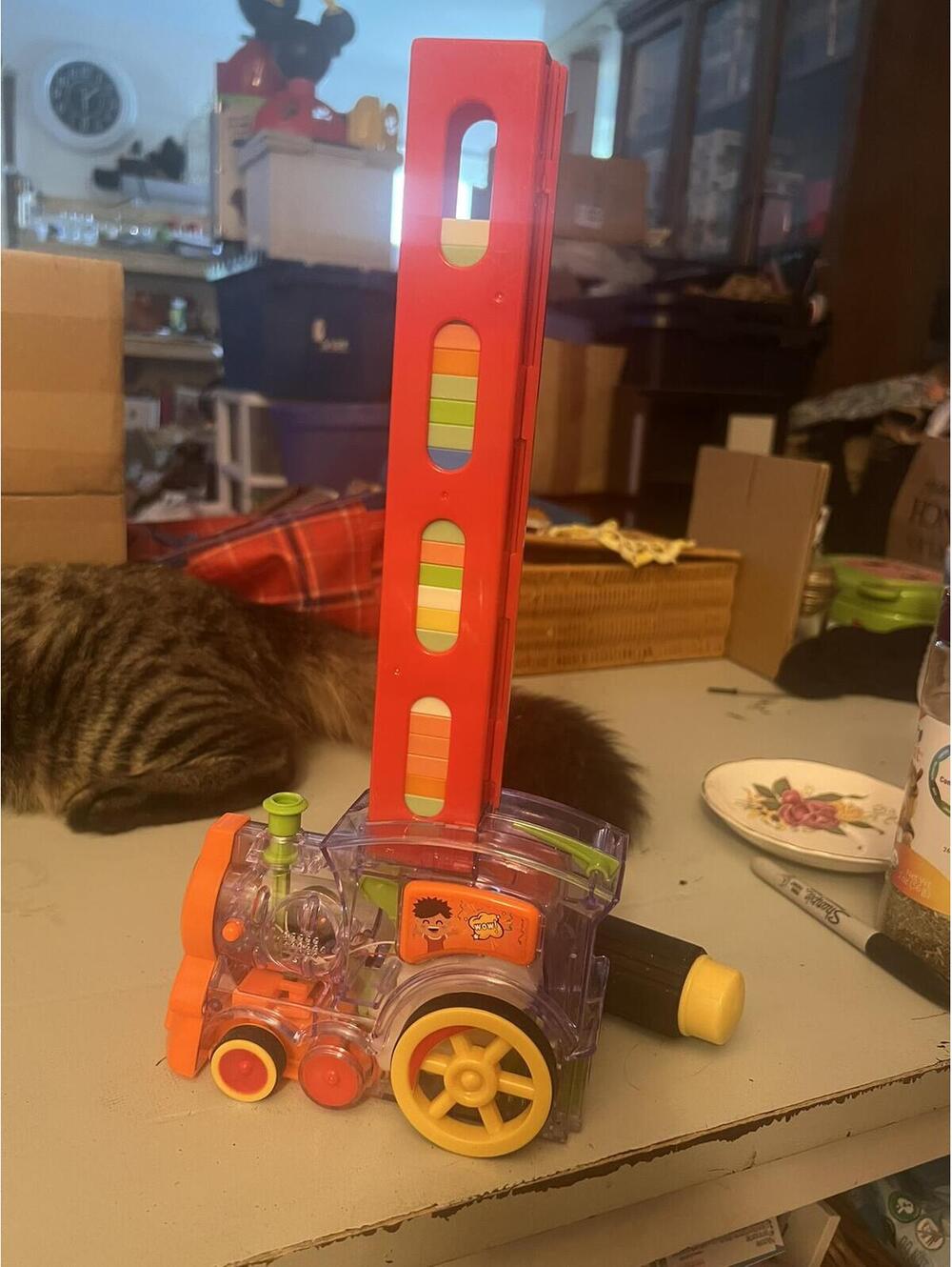 Vintage Toy Train with Colorful Blocks
